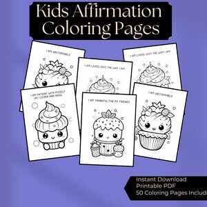 Affirmation coloring pages for kids, school motivation printables, positive mindset activities, instant download PDF