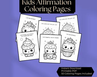 Affirmatie kleurplaten voor kinderen, printables schoolmotivatie, activiteiten met een positieve mindset, pdf direct te downloaden