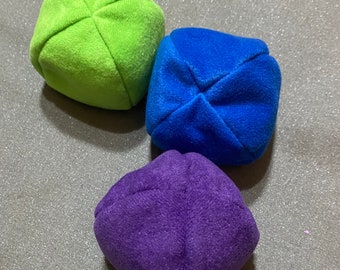Youth Lightweight - Set of 3 Soft JUGGLING BALLS - Blue, Purple, and Lime Green