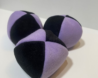 3 Soft JUGGLING BALLS - Lavender and Black Balls (No bag included)