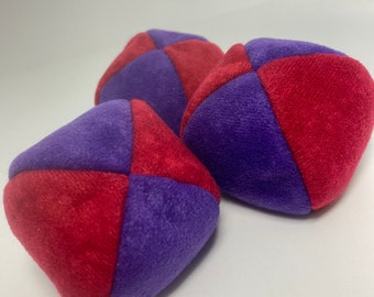 Set of 3 Soft JUGGLING BALLS - Purple and Red