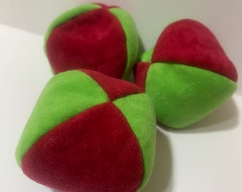 3 Soft JUGGLING BALLS - Red and Bright Green Balls (No bag included)