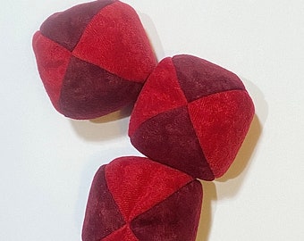 3 Soft JUGGLING BALLS - Red and Burgundy Balls (No bag included)