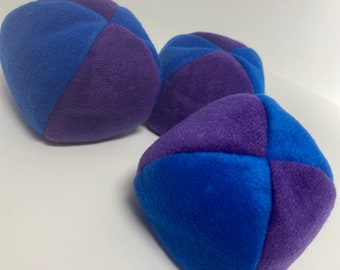 Set of 3 Soft JUGGLING BALLS - Purple and Blue