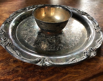 Wm Rogers & Son Silver-Plated Platter and Dip Bowl