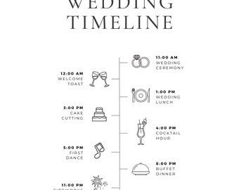 Wedding Timeline Bundle, Editable Timeline, Digital Download, Wedding Planner
