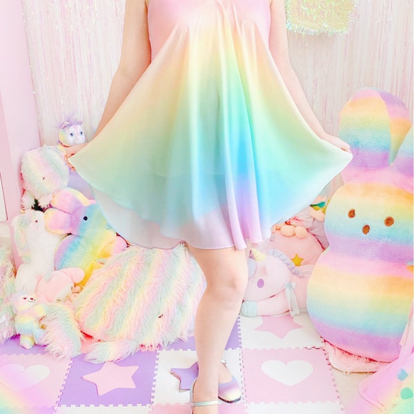 Rainbow Magic Chiffon Mini Dress