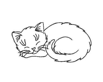 Cat Embroidery | Machine Embroidery File | Cute Animal Embroidery | Sleeping Cat Embroidery Design | Kitten Design File |INSTANT DOWNLOAD