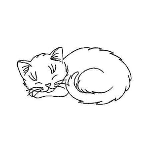 Cat Embroidery | Machine Embroidery File | Cute Animal Embroidery | Sleeping Cat Embroidery Design | Kitten Design File |INSTANT DOWNLOAD