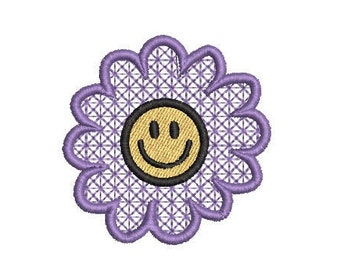 Smiley gezicht borduurwerk ontwerp | Machineborduurbestand | Op de jaren 90 geïnspireerd ontwerp | Cadeau voor jong meisje | Overhemdborduurwerk | DIRECTE DOWNLOAD