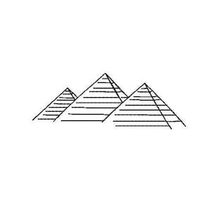 May include: A simple line drawing of three mountains, with the tallest mountain in the center.