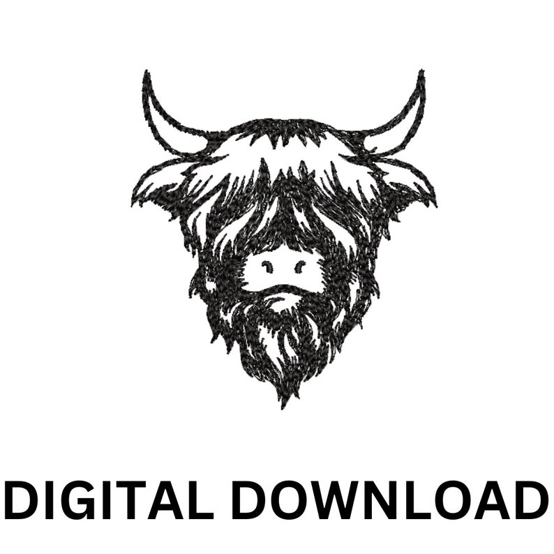Highland Cattle Machine Embroidery File Shaggy Cow Machine Embroidery ...