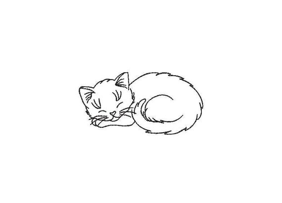 Cat Embroidery | Machine Embroidery File | Cute Animal Embroidery | Sleeping Cat Embroidery Design | Kitten Design File |INSTANT DOWNLOAD
