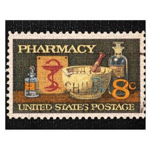 Rompecabezas de sellos postales de Estados Unidos de 8 centavos de Farmacia