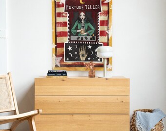 Fortune Teller, Vintage Artwork, Indoor wall tapestry