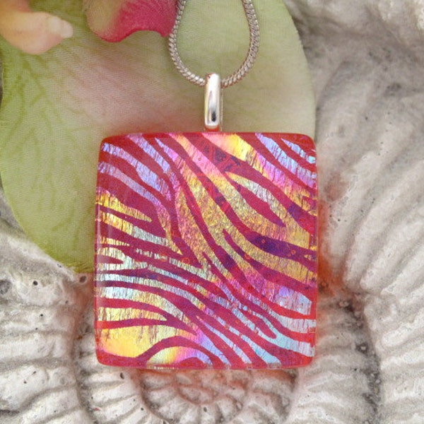 Dichroic Glass Pendant -  Juicy Tangerine -  Dichroic Fused Glass Jewelry  -  Fused Glass -  Necklace 030712p101