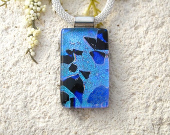 Petite OOAK Handmade Necklace, OOAK Necklace, Dichroic Necklace, Purple, Blue, Fused Glass Necklace, Dichroic Jewelry, ccvalenzo, 020620p103