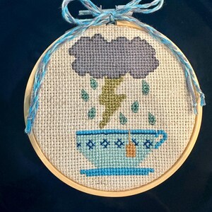 Taylor Swift, Swiftie, Music, Song Lyrics, Needle point, Cross stitch, Handmade, Fandom, Gift Storm Inside Teacup