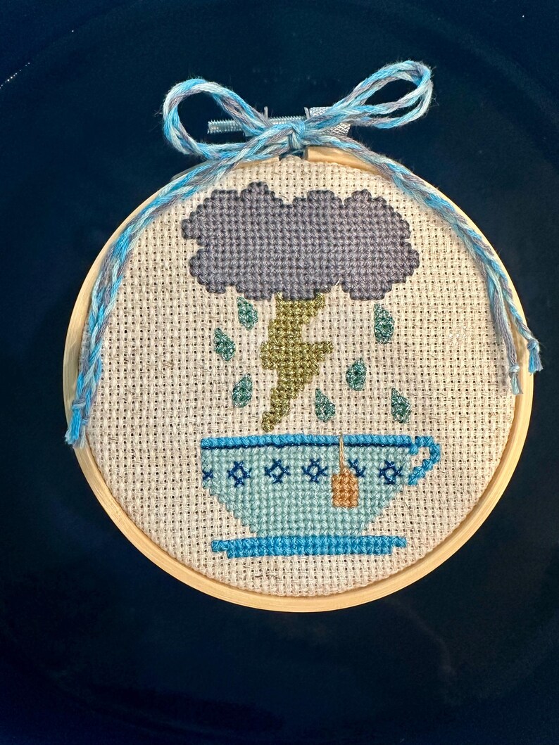 Taylor Swift, Swiftie, Music, Song Lyrics, Needle point, Cross stitch, Handmade, Fandom, Gift Storm Inside Teacup