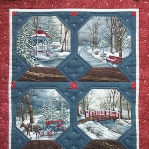 Modèle de courtepointe avec boules à neige, scènes vintage, téléchargement PDF Convient aux débutants