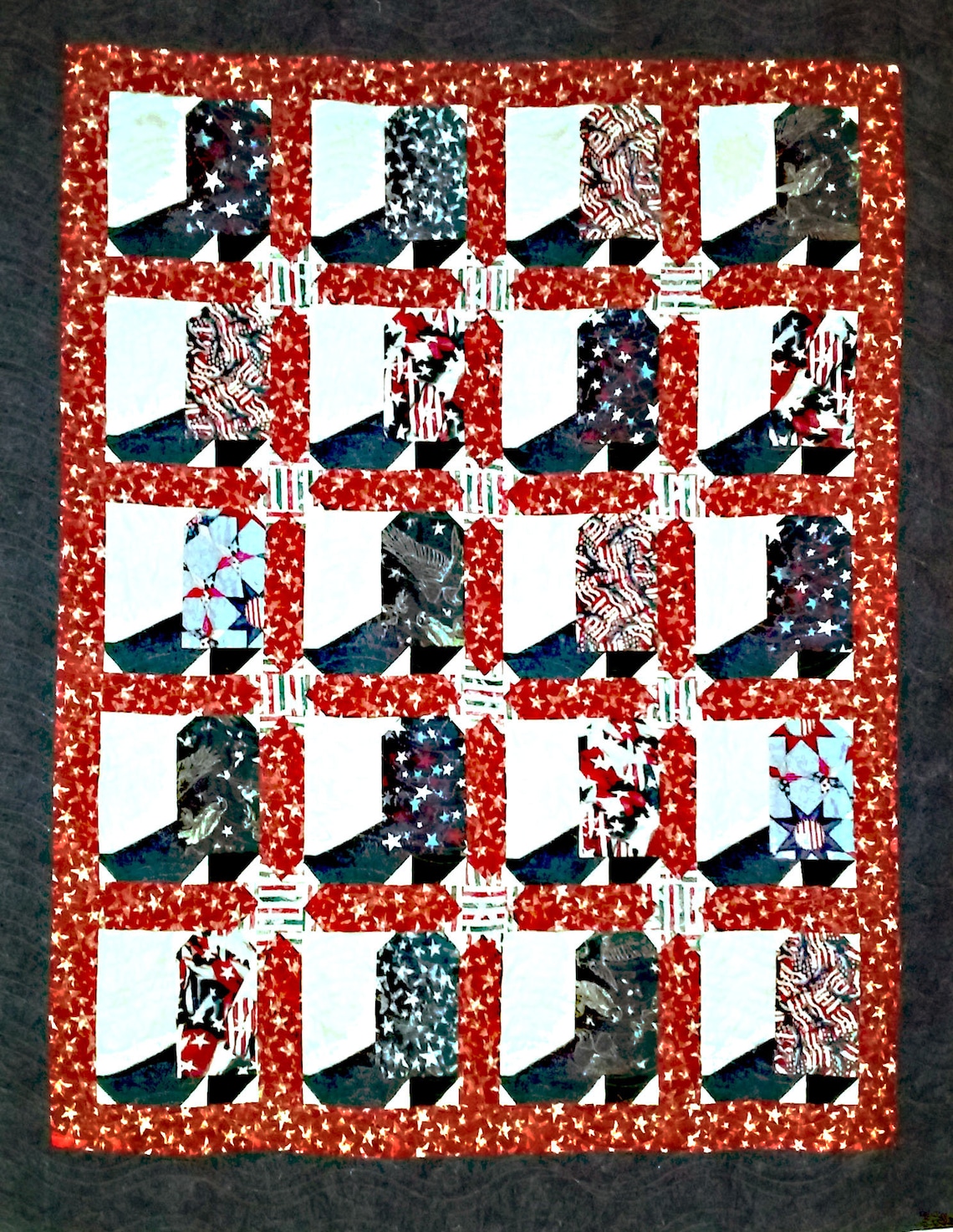Western Patriotic Cowboy Boot Quilt Pattern 58X70 Inches Etsy