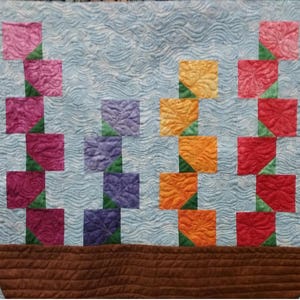 Window Box Hollyhocks Table Runner or Wall Quilt PDF Super Easy!