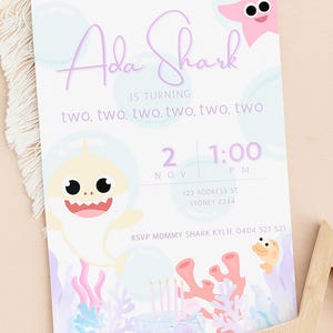 Invito alla festa del secondo compleanno di Baby Shark