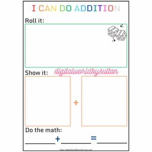 Printable Math Game, Dice Rolling Activity, Learning to Count, Educational Activity, Homeschool Download, Teaching Kindergarten
