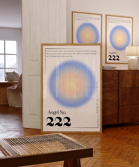 Positive Aura Poster, Angel Number 222, Home Wall Decor, Gradient Print, Eclectic Wall Art, Cute Home Decor, Funky Wall Art, Trendy Wall Art