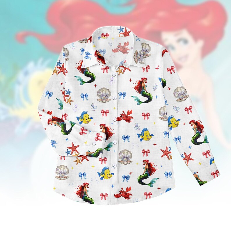 Disney Princess Ariel Blouse Shirt, The Little Mermaid Women Shirt, Under The Sea Princess Shirt, Ariel Mermaid Gift