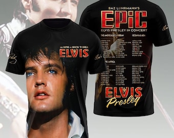 EPiC Elvis Presley-concert 2026-shirt, The King Of Rock 2-zijdig shirt, Elvis-fan graphic T-shirt, cadeau muziekliefhebber