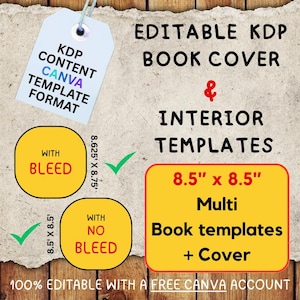 Editable KDP Book Cover & Interior Templates: 8.5x8.5 Canva Starter Kit