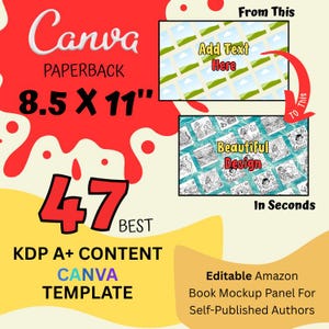 Plantilla de Canva para contenido KDP A+ / Paquete de maquetas de libros editables / Las mejores herramientas de autopublicación / Kit de marketing para libros infantiles