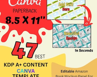 Plantilla de Canva para maqueta de contenido KDP A+: Kit de marketing de libros (descarga digital)