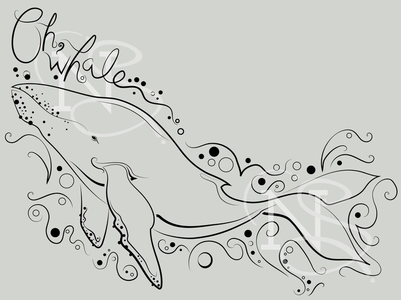 Blue whale Oh, whale... SVG, EPS, PNG Digital download illustration Sea drawing Ocean Waves Water image 2