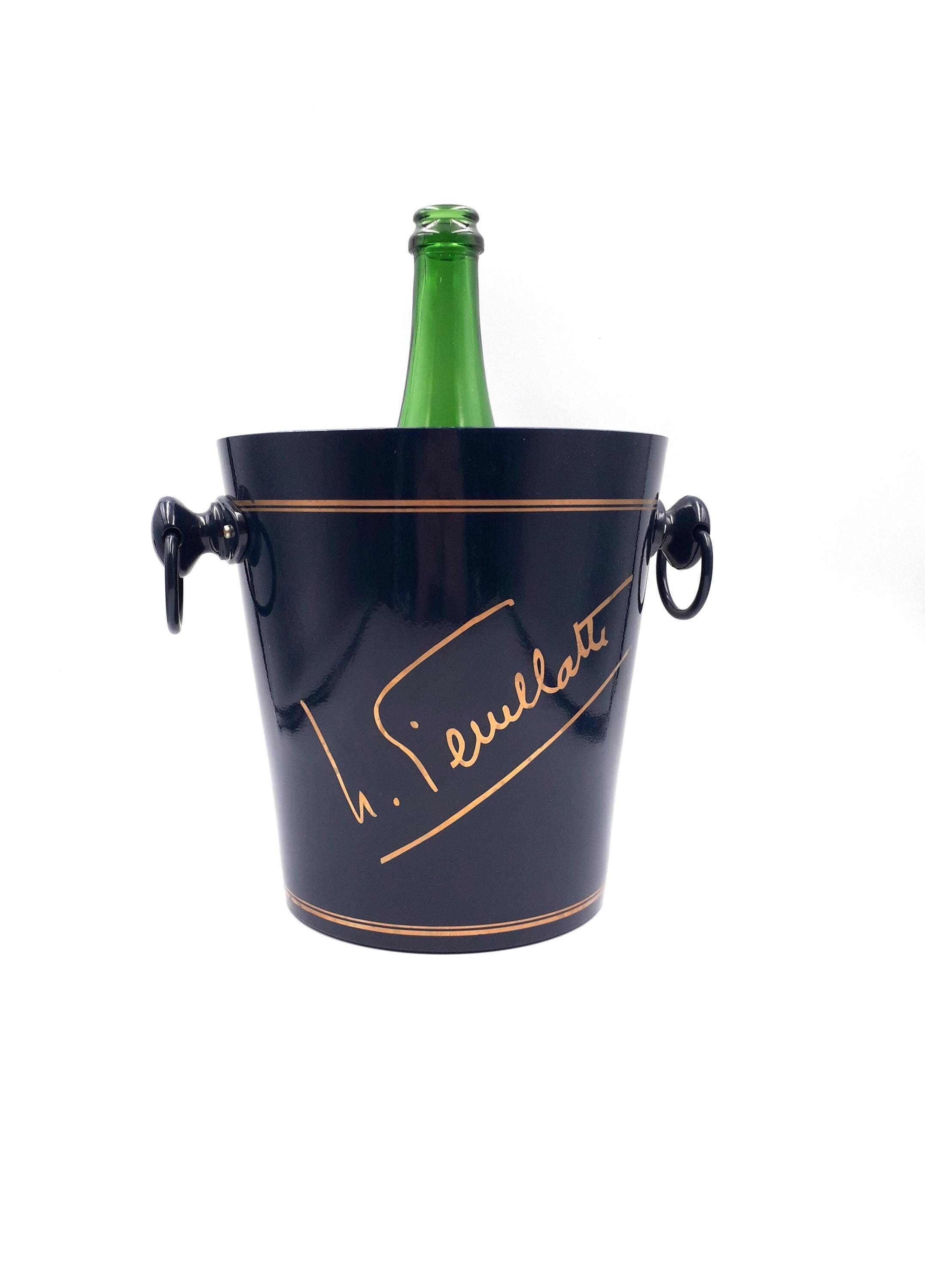 NICOLAS FEUILLATTE CHAMPAGNE Seau à Glace Bleu Luxe Vintage Made in France 1980