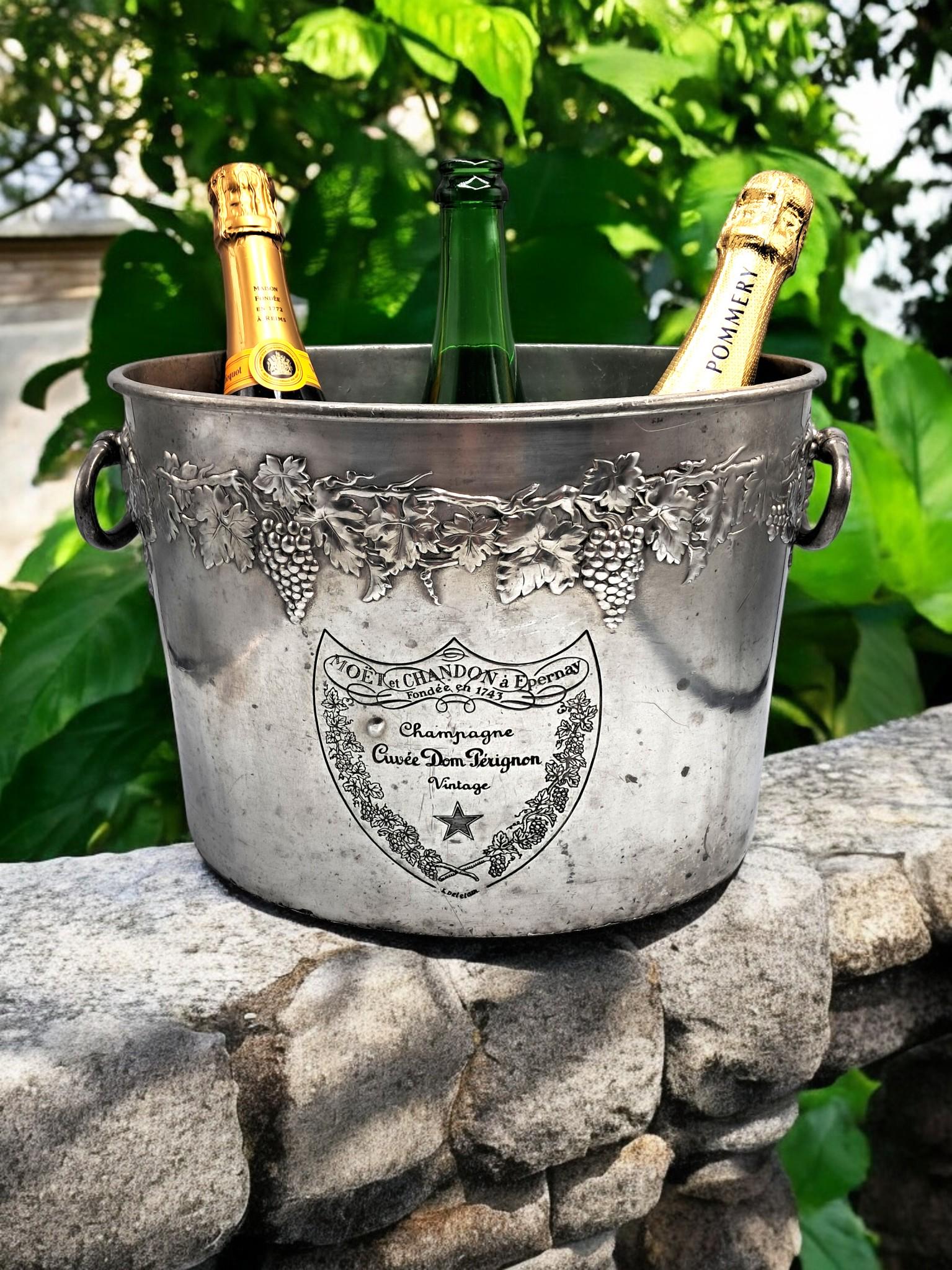 DOM PERIGNON Luxury Champagne Bucket, Large Pewter Ice Bucket