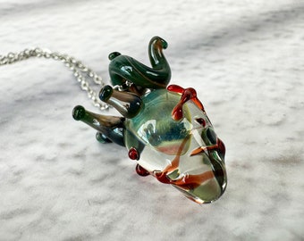 Glass Heart Pendant,Glass Heart Art,Glass Pendant,Heart Jewelry,Fused Glass Heart,Heart Amulet,Handmade Birthday Gift