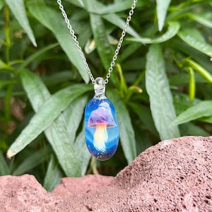 Glass Jellyfish Pendant | Hand Blown Glass Pendant | Jellyfish Glass Pendant Necklace | | Small Jellyfish Pendant | Gifts for Ocean Lovers