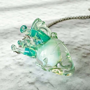 Glass Heart Necklace,Blown glass necklace,Glass Art ,Heart necklace,Glass Pendant Necklace,Heart charms,Glass heart,Valentine&#39;s Day Gifts