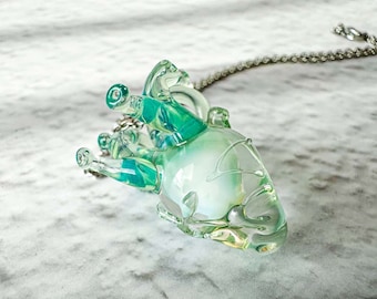 Glass Heart Necklace,Blown glass necklace,Glass Art ,Heart necklace,Glass Pendant Necklace,Heart charms,Glass heart,Valentine's Day Gifts