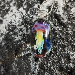 Glass Jellyfish Pendant,Jellyfish Necklace,Jellyfish Jewelry,Glass Pendant,Astronomy Jewelry,Ocean Lover Jewelry,Unique Gifts,Gifts for Her