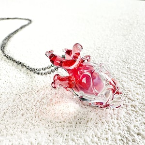 Glass Heart Pendant,Pink Heart Pendant,Fused Glass Heart,Heart Amulet,Gift for Daughter,Gift for Girlfriend,Handmade Birthday Gift