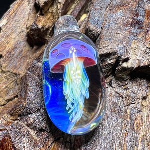 Glass Jellyfish Pendant,Glass Blown Pendant,Jellyfish Glass Necklace,Jellyfish Pendant,Octopus Blown Glass Pendant,for Beach Jewelry Lovers