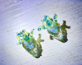 Glass Heart Pendant,Heart Necklace,Glass Art,Heart Jewelry,Blowing GlassPendant,Green Heart Glass Pendant,Heart Glass,Valentine's Day Gifts