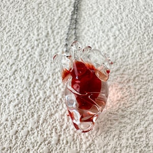 Blown Glass Heart,Glass Heart Pendant,Valentine&#39;s Gay Gifts for Her,Heart Necklace,Heart Jewelry,Glass Heart,Gifts for Her