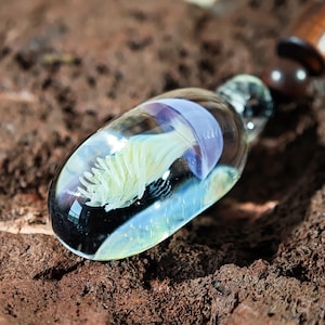 Glass Jellyfish Pendant, Jellyfish Jewelry,Hand Blown Glass Pendant,Jellyfish Glass Necklace,Ocean Jewelry,For Beach Jewelry Lovers