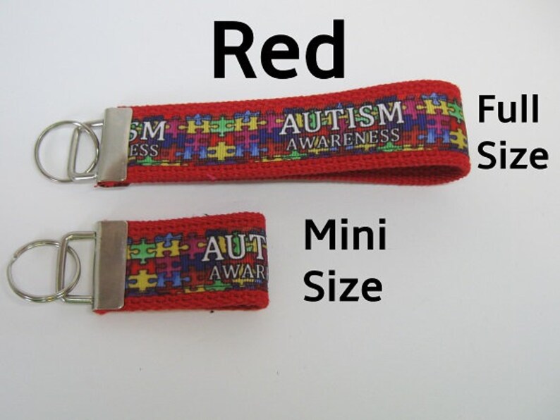 Choose Webbing and Size Autism Key Chain Autism Awareness Puzzle Piece Key Fob Autism Support Autism Identifier -Backpack Charm