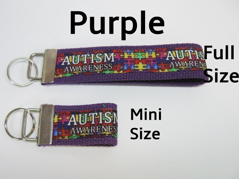 Choose Webbing and Size Autism Key Chain Autism Awareness Puzzle Piece Key Fob Autism Support Autism Identifier -Backpack Charm