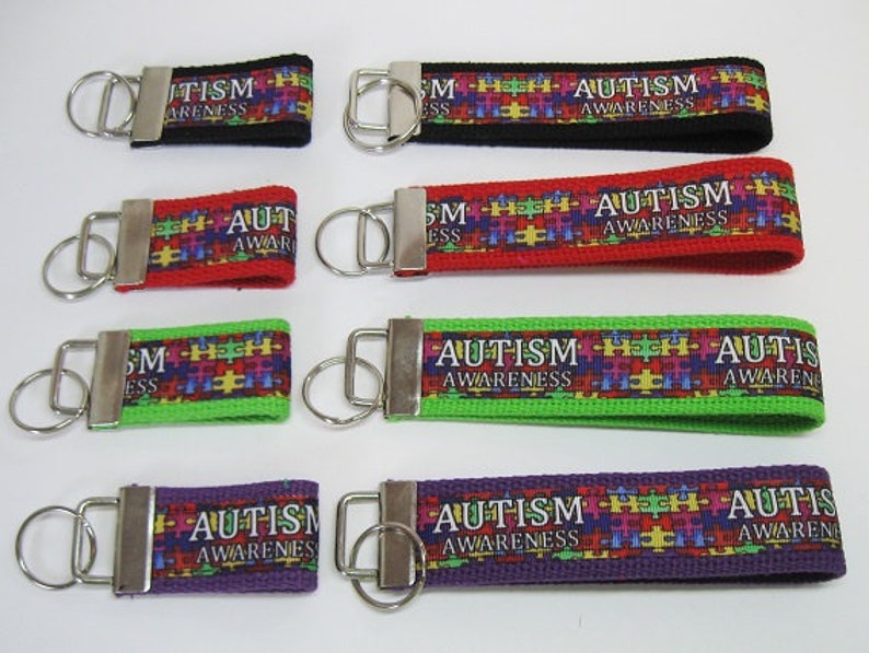 Choose Webbing and Size Autism Key Chain Autism Awareness Puzzle Piece Key Fob Autism Support Autism Identifier -Backpack Charm